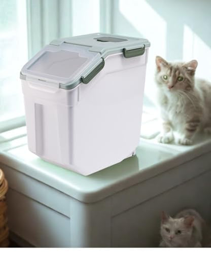 Large Flour Storage Container Bin 25lb, 4 Pack Airtight Rice Storage Containers with Wheels Seal Locking Lid, BPA Free, with Measuring Cup |Scoop, for Beans, Sugar, Grain, Dry Food - Green - color: 4Pcs 25LB Green