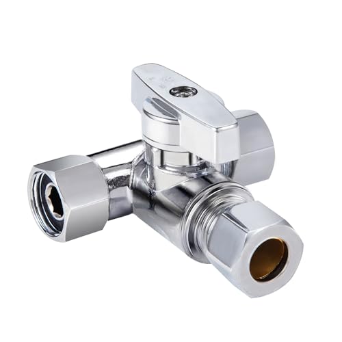 1pc Metal Brass Tube Fitting,Add-A-Tee 3-Way Compression Fitting 3/8-3/8-3/8 Tee Stop Valve 1Pack - size: 1 Pack 3/8" x 3/8" x 3/8" Tee Stop Valve