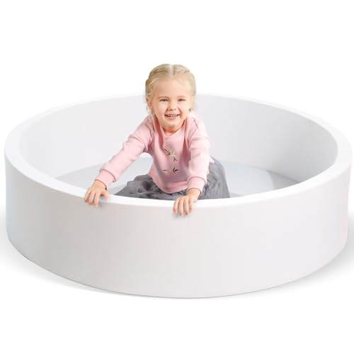 TRENDBOX Extra Large Soft Foam Ball Pit 51.2" x 11.8" (NO Balls) in Large Sponge Round Ball Pool Indoor Round Children Toddler Playpen - White - color: White, size: 130CM