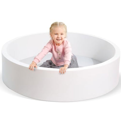 TRENDBOX Extra Large Soft Foam Ball Pit 51.2" x 11.8" (NO Balls) in Large Sponge Round Ball Pool Indoor Round Children Toddler Playpen - White - color: White, size: 130CM