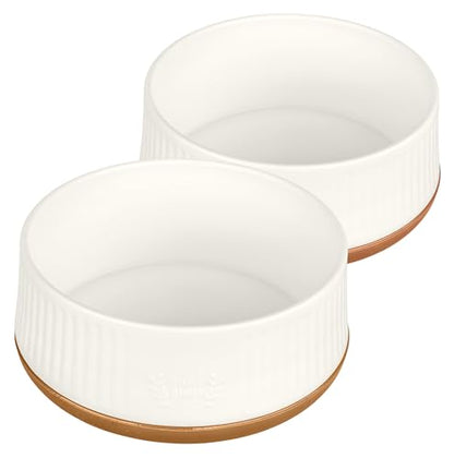 Harry Barker Small Modern Dog Bowls, 2-Pack Eco-Friendly Plastic Pet Food & Water Bowls, Non-Slip Base, Dishwasher Safe, BPA-Free, Neutral Design, Holds 3 Cups Each - color: Small Bowls