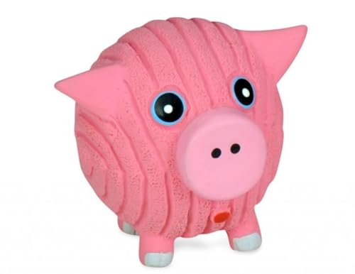 HuggleHounds Ruff-Tex Latex Ball Dog Toy - Dog Toys Rubber, Puppy Toys, Puppy Essentials, Heavy Duty Squeaky Ball for Small, Medium & Large Dogs, All Breeds - Hamlet Pig, Large - size: Large, style: Pig