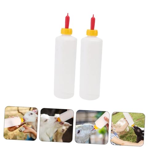 2sets Goat Calf Milk Feeding Bottles Sheep Milk Feeders Farm Small Calf Feeder Replaceable Nipples