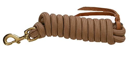 AJ Tack 9 Foot Nylon Lead Rope with Leather Popper - color: Orange