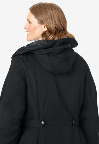 Woman Within Plus Size The Arctic Parka In Extra Long Length - color: Black, size: 38-40