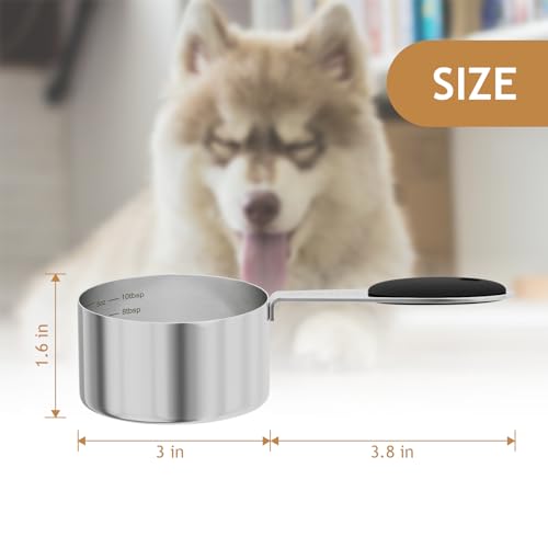 1PCS 3/4CUP(177ml) Dog Cat Food Scoop, Stainless Steel Measuring Cup, Metal Pet Scooper with Inner Precision Scale Measurement - size: 3/4 cup