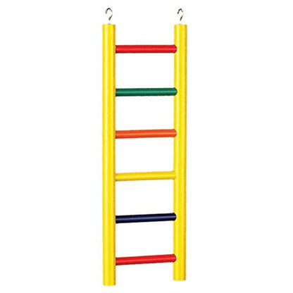 Prevue Pet Products 6-Rung Wood Bird Ladder - Accessories for Small, Medium, and Large Birds, Hanging Birdcage Toy for Climbing, Foot Exercise, Beak Use, Mental Enrichment, and Interactive Play - size: 6 Rungs, 12-Inch