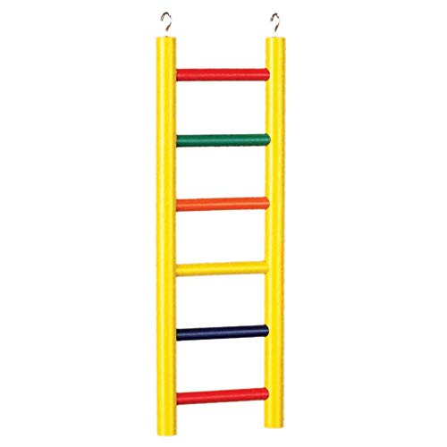 Prevue Pet Products 6-Rung Wood Bird Ladder - Accessories for Small, Medium, and Large Birds, Hanging Birdcage Toy for Climbing, Foot Exercise, Beak Use, Mental Enrichment, and Interactive Play - size: 6 Rungs, 12-Inch