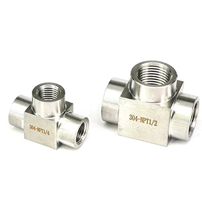 300 Bar 1/8" 1/4" 3/8" 1/2" 3/4" 1" NPT BSP Female 304 Stainless Steel Tee 3 Ways Pipe Fitting Water Gas Oil - style: 1/8" NPT