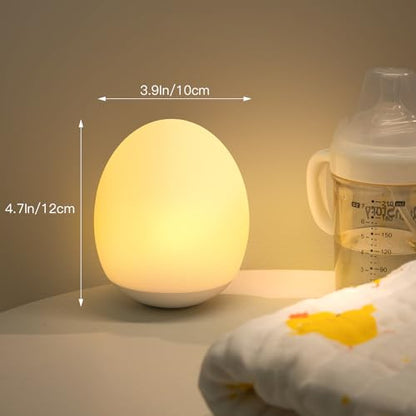 Egg Light for Nursery Silicone Baby Night Light Portable Soft Warm Touch Night Lamp Stepless Dimming with 30-Min Timer for Breastfeeding Kids Bedroom