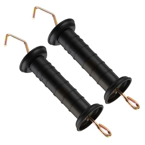 Electric Fence Gate Handle Insulated Spring Gate Handle Electric Fence Arch Hook for Fence Home (Black, 2Pcs)