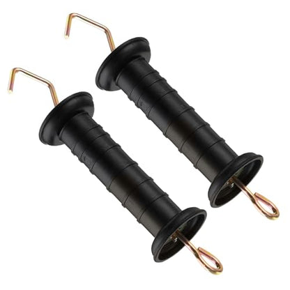 Electric Fence Gate Handle Insulated Spring Gate Handle Electric Fence Arch Hook for Fence Home (Black, 2Pcs)