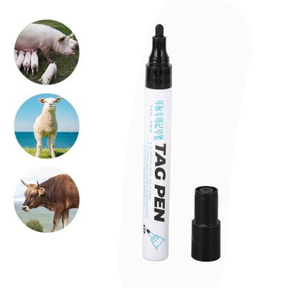 Ear Marking Pen, Portable Ear Tag Pen, Strong Penetration Black Ink for Cow Sheep Animal