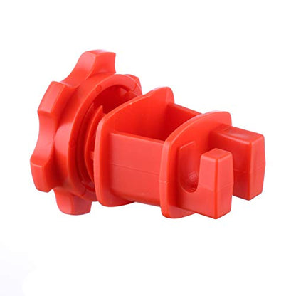 25PCS Screw Tight Round Post Insulator, Electric Fence Wire Holding Insulator, Two Piece Suit (Red) - color: Red