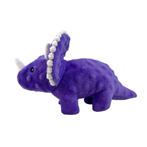 Squeaky Dog Toys Plush Dog Toy with Crinkle Paper Stuffed Durable Dog Chew Toys for Small Middle and Large Dogs Triceratops Purple - color: Triceratops Purple