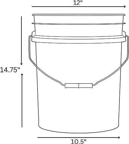 House Naturals Food Grade 5 Gallon Made in USA Plastic Bucket with Air Tight Screw on Lid (White Buckets with Green Lids) - color: White Buckets With Green Lids
