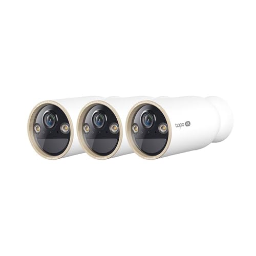 Tapo MagCam 4K Outdoor Wireless Security Camera - Up to 200-Day Battery, Magnetic Mount, Person/Vehicle Detection, Subscription-Free Local Storage or Optional Cloud, Works with Alexa, C460 (3-Pack) - color: White, size: 3-Pack, style: 4K