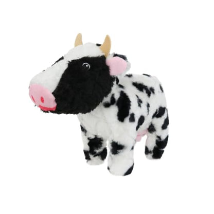 MIGHTY Tuffy 2 Pack Cow Ultra Durable Plush Dog Toy | Multiple Layers & Reinforced Seams , Washable and Floats , Mighty® Construction - color: 2PK Large Black White Cow