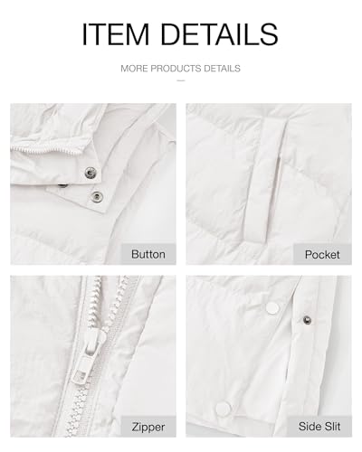 BTFBM Long Puffer Vest Women Quilted Hooded Button Down Zip Up Sleeveless Vests Outerwear Padded Jacket Fall Winter Coat - color: White, size: Medium