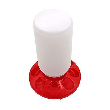 Automatic Poultry Feeder Small, Waste Free Chicken Feeder Jar, Baby Chick Feeder for Birds Pigeon Quail 1 Quart (Red and White)