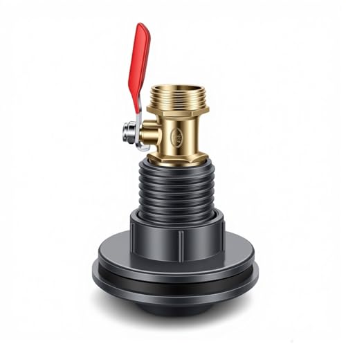 QTG Rain Barrel Spigot Kit 1/2" GHT Quarter Turn Ball Valve with Bulkhead Fitting, Brass Faucet & 28mm Hole Saw for Water Containers & Garden Rainwater Tanks (Brass) - color: 1/2"