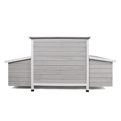 58" Chicken Coop,Outdoor Large Chicken Coop with 6 Nesting Boxes,Weatherproof Poultry Cage,Removable Tray for Farm, Backyard - color: GREY＆WHITE