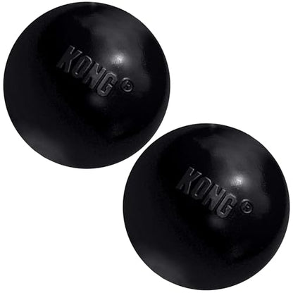 KONG Extreme Ball with Hole - Fetch Toy - Durable Dog Toy for Training, Interactive Playtime & More - Natural Extreme Rubber Ball - Black - for Large/Medium Dogs (Pack of 2) - size: Medium(2-Pack)