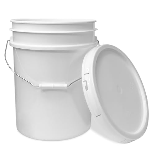 ePackageSupply 5 Gallon Bucket - Food Grade w/Lid BPA-Free,60 Pack - White | Airtight Gasketed Tear Strip Lid, Heavy-Duty 90 Mil HDPE Plastic Pail, Bulk Storage, Food Safe Durable Container, Made in USA - color: White, size: 60 Packs
