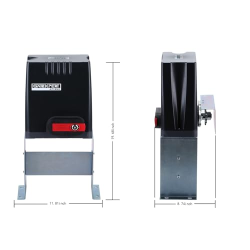 Automatic Sliding Gate Opener with Remote Control Transmitters and Infrared Photocell Sensor - Chain Driveway Security Door Operator Kit (for 1350lb & 26ft Gate, AT1350) - size: AT1350-BLACK