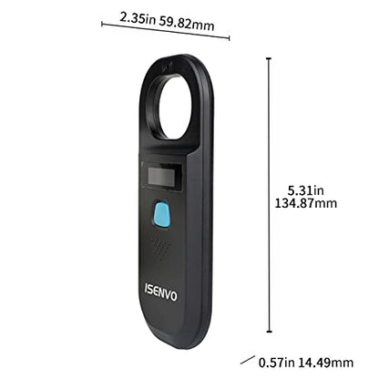 Pet Microchip Scanner Rechargeable RFID EMID Micro Chip Reader Scanner 134.2kHz 125kHz 15 Digits Pet Chip ID Scanner for Animal/Pets/Pigs/Dogs/Cats (190A)