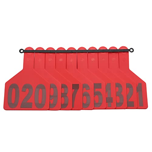 50 pcs Z Tags One Piece Cattle Ear Tags, Large TPU Livestock Ear Tags with Numbers 001-050,1-Piece Pre-Numbered Farm Animal Identification Ear Tags for Cattle, Cow, Goat Sheep,Calf(001-050) (RED) - style: RED