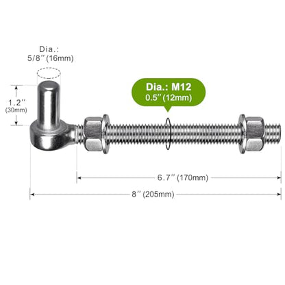 Insaga J Bolt Gate Hinge, 304 Stainless Steel Farm Gate Hinges, M12 x 8'' Gate Hinge Bolt 5/8'' for Chain Link Fence/Farm/Wooden Fence/Driveway, Supports up to 500lbs, 4pcs - color: M12-8''-4PCS