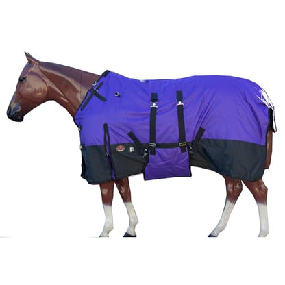 HILASON 1200D Winter Waterproof Poly Horse Turnout Blanket Belly Wrap Purple | 75 in - color: Purple Black, size: 75 In