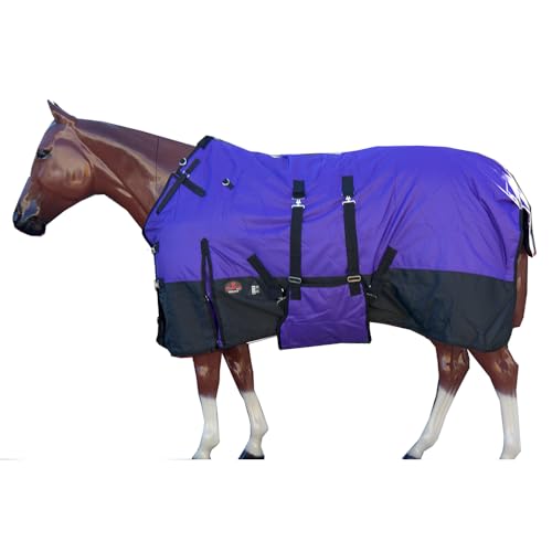 HILASON 1200D Winter Waterproof Poly Horse Turnout Blanket Belly Wrap Purple | 76 in - color: Purple Black, size: 76 In