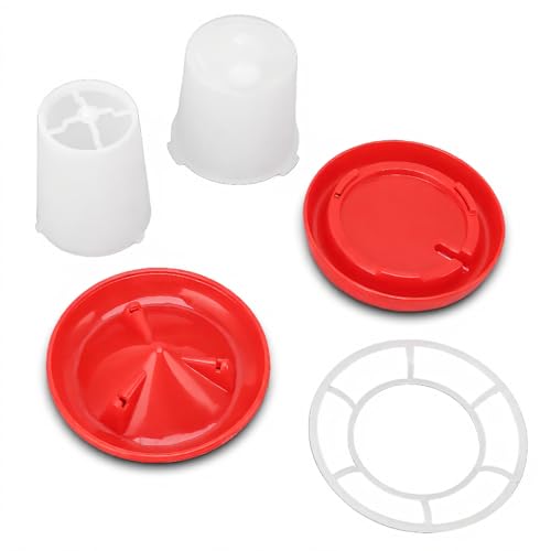 Poultry Waterer, Chicken Feeder and Waterer Set with Automatic Draining and Grid Design Chicken Feeders Hanging Poultry Plastic Containers for Outdoor