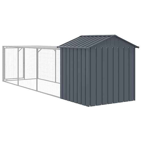 Chicken Cage Outdoor 159x46x48 in Anthracite Galvanized Heavy Duty Steel Coop Large Run for Backyard Poultry Hen House Garden Flock - size: 159.4 x 46.1 x 48.4 in (W x L x H)