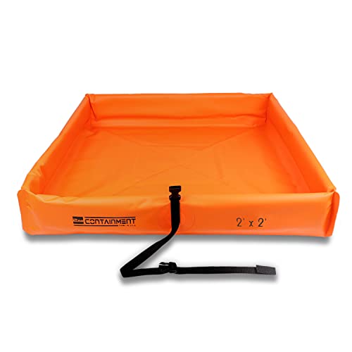 5 ft x 5 ft - 2nd Containment Spill Containment Berm - PVC Orange Made in U.S.A. The Original "Duck Pond" Rolls Out Quick to Catch a drip in a Hurry! - color: Orange, size: 5' x 5'