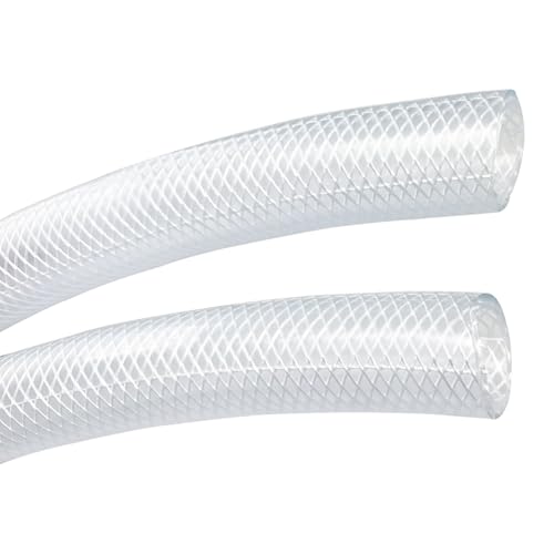 Gloxco Clear Braided PVC Tubing, Food Grade, Heavy Duty Reinforced Hose, 1" ID, 10 Ft Length - size: 1" x 10 Ft