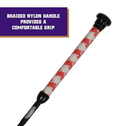 Weaver Livestock Basic Pig Show Whip, Hog Livestock Whip with Braided Nylon Handle, Leather Popper, Lightweight Braided Shaft - color: 36" - Strawberry/White