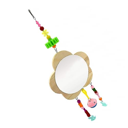Happyyami Creative Wooden Chicken Mirror Toy Hanging Ring Enrichment Accessory for Hens and Roosters to Promote Curiosity and Exercise