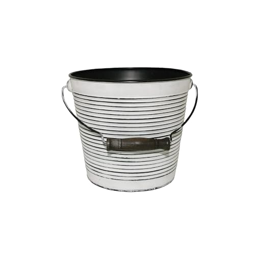 Headwind Vintage Collection Rustic White Ribbed Planters –Charcoal Flower Pots 10 Inch Indoor Plant Pots Bucket for Peace Lily, Pothos, & Lavender, Petunias, Basil Plant for Outdoor by Robert Allen - color: Rustic White, size: 10"