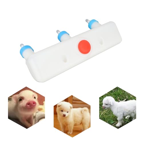 GLOGLOW 3 Head Small Animal Milk Feeder, Piglet Milk Bottle Lamb Milk Feeder Goat Feeder with Silicone Nipple for Puppy Kitten Feeding Farm Drinking Equipment