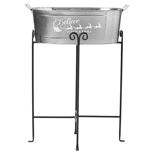 Let's Make Memories Personalized Beverage Tub - Christmas Party - We Believe - Metal - Engraved - 5.5 Gallons - w/Stand - color: We Believe, size: With Stand