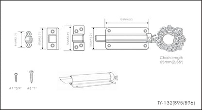 QCAA Chain Bolt, 6", Zinc Plated, 1 Pack, Made in Taiwan - color: Zinc Plated, size: 1 Pack