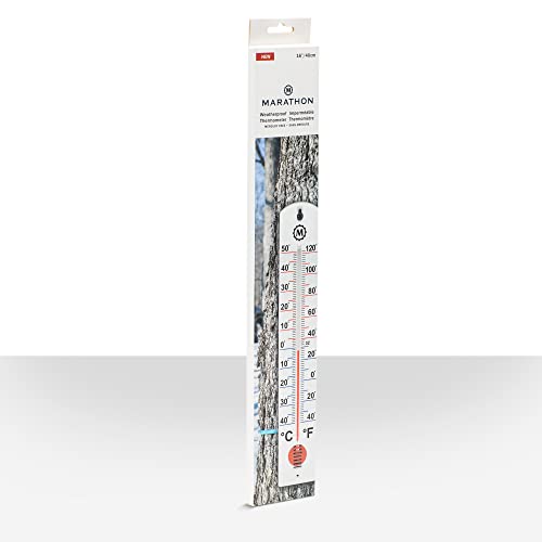 MARATHON Vertical Outdoor Wall Thermometer, 16 Inch Weather-Resistant Temperature Gauge with Large Easy-Read Numbers