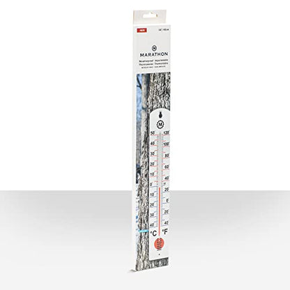 MARATHON Vertical Outdoor Wall Thermometer, 16 Inch Weather-Resistant Temperature Gauge with Large Easy-Read Numbers