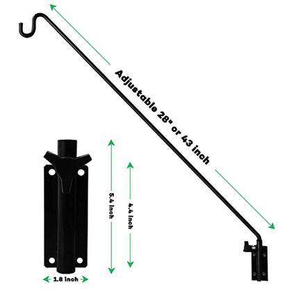 MIXXIDEA 2 Packs Heavy Duty Extended Reach Wall Mounted Deck Hook Wall Pole, Wall Bracket Direction and Length Adjustable Plant Bracket for Bird Feeders, Planters, Suet Baskets, Lanterns, Wind Chimes - size: 43in Long Wall Mounted Hook-2 Packs