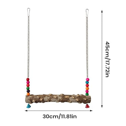 Chicken Swing Toy – Wooden Claw Perch Bridge, Hanging Exercise Ladder, Bell Accessory | Interactive Poultry Play Set, Enrichment Activity Equipment for Coop Cage Use - size: B