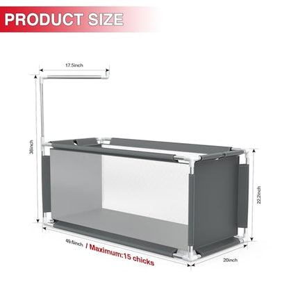 Indoor Chick Brooder Kit, 10.6 ft³ Habitat for Chicks, Ducklings & Quail, Stainless Frame, Waterproof Breathable Oxford, Includes Feeder, Waterer and Perch, 47.2"x19.7"x19.7" - color: Set-Grey