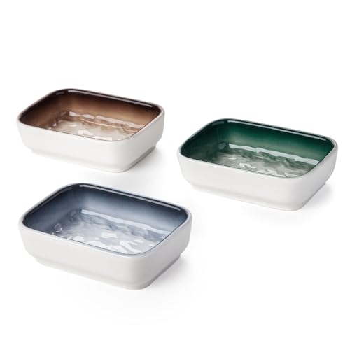 Ceramic Feeding Bowls for Small Animals, Ideal for Hamster, Guinea Pig, Hedgehog and Gerbil (Blue + Green + Brown)